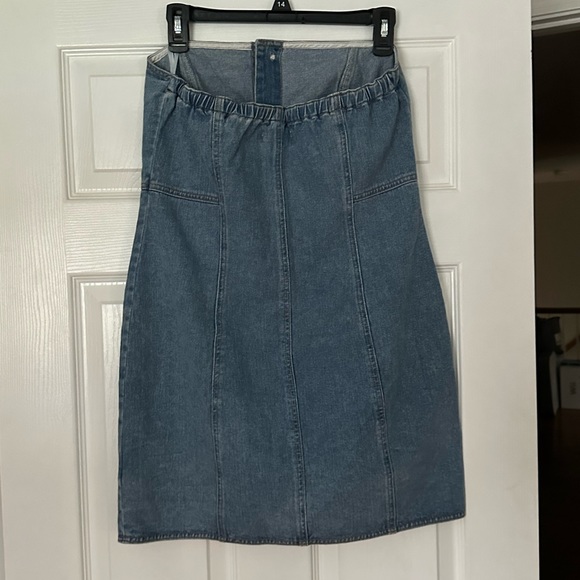 NWT MINKPINK Easy Does It Light Wash Denim Strapless Mini Dress - Picture 7 of 7